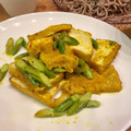 食べポジ's cooksnap of when they made 節約☆厚揚げ豆腐とアスパラのカレー炒め.