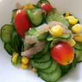 ユーロン's cooksnap of when they made ❁きゅうりとコーンと生ハムのサラダ❁.
