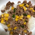 non♪♪♪'s cooksnap of when they made コーン肉そぼろごはん.