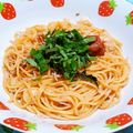 hanemakoo's cooksnap of when they made 南高梅と釜揚げしらすのワンポットパスタ.