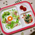 ネコかえる's cooksnap of when they made キャベツとベーコンの巣ごもり卵.