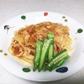 ねこのみーちゃん's cooksnap of when they made 稲庭うどんで！トマトとチーズのパスタ風.