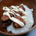 ausdrucks's cooksnap of when they made レンチンのみで簡単！マヨポン唐揚げ丼.