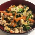 まゆまルイ's cooksnap of when they made 美味しすぎ！ひき肉と豆腐とにらの卵とじ丼.