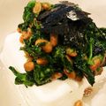 janqoo's cooksnap of when they made 冷や奴☆のらぼう菜と納豆のせ.