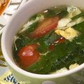 まりなん☻'s cooksnap of when they made モロヘイヤとトマトの中華スープ.