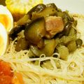 藍☆あい's cooksnap of when they made なすとベーコンのトマト風味そうめん.