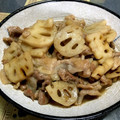 youすずニャン's cooksnap of when they made れんこんと豚肉の甘辛炒め.