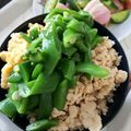 ユーロン's cooksnap of when they made 麺つゆだけであっさり鶏そぼろの三色丼♪.
