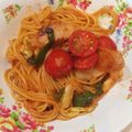 カツヲパパ's cooksnap of when they made トマトスパゲティ。ランチ。.