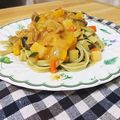 ちいばす's cooksnap of when they made 給食☆あだち菜パスタの野菜デミソース.