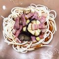クックP52PBR☆'s cooksnap of when they made なすとベーコンのトマト風味そうめん.