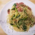 4児男子母さんの台所's cooksnap of when they made 水菜とウインナーのペペロンチーノ風！.