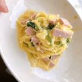 ＠もちぷりん's cooksnap of when they made ☆牛乳•卵でまぜるだけ簡単カルボナーラ☆.