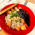 クックUS5ALW☆'s cooksnap of when they made ツナつゆで旨！オクラと海苔の梅わさび蕎麦.