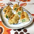 snoopyちょこ's cooksnap of when they made 油揚げとチーズで巻いてオクラが美味しい！.