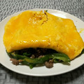 ♪快適一人暮らし♪'s cooksnap of when they made ピーマンと挽き肉炒め・オムレツ風。.