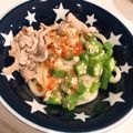 ゅぅちろ's cooksnap of when they made 梅だれ☆豚しゃぶとオクラの冷やしうどん.