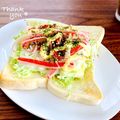 ねっちゃんっ's cooksnap of when they made お好み焼き風☆かにかまチーズトースト.