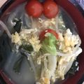 ゆうこりんp's cooksnap of when they made ふんわり卵ミニトマトわかめヘルシースープ.