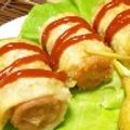 海來ママ☆'s cooksnap of when they made 餃子の皮でソーセージチーズ揚げドッグ.