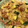 JathMinty's cooksnap of when they made ズッキーニとウインナーのペペロンチーノ.