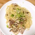 ぶたぶた☆こぶた's cooksnap of when they made 豚と茸の塩昆布ガリバタポン酢パスタ♡.
