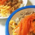 yukky☆mama's cooksnap of when they made 彩りバッチリ☆三色そぼろ丼.