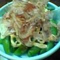 にょろり's cooksnap of when they made スナップエンドウのマヨおかか.