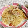鯨子。's cooksnap of when they made 全卵と牛乳でマイベストカルボナーラ.