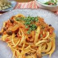 波ゆか6003's cooksnap of when they made エビの殻で！エビトマトクリームパスタ♪.
