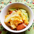 ゆきらっくま's cooksnap of when they made 朝食に☆ソーセージとキャベツ卵マヨ炒め.