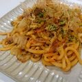 flower♪'s cooksnap of when they made 長ネギのあっさり醤油焼きうどん.