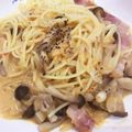 こばぶた's cooksnap of when they made 冷凍トマトと冷凍しめじの豆乳パスタ.