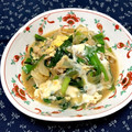 ちー（・＿・）'s cooksnap of when they made 超簡単・豚こまと韮の卵とじ♪.