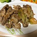 わが家の料理長's cooksnap of when they made 玉ねぎ入り★豚こま生姜焼.