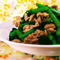 yangpa's cooksnap of when they made 豚バラ肉とつるむらさきの豆板醤炒め.