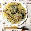 どやさん's cooksnap of when they made カブとベーコンのオイルパスタ.