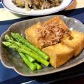 misatona's cooksnap of when they made 厚揚げとアスパラポン酢ワサビがけ.