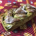 もこもこねね's cooksnap of when they made 粒あん抹茶三つ編みあん食パン（HB生地）.