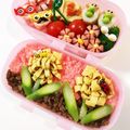 若ぁか's cooksnap of when they made キャラ弁☆デコ弁　簡単！春のお花畑弁当.
