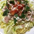 ごはんのじかん's cooksnap of when they made サッポロ一番 ツナサラダ大皿あえめん.