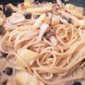 Gyuline's cooksnap of when they made さつまいもときのこの秋色パスタ.