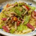 クック7RK4JC☆'s cooksnap of when they made 麺つゆ☆ベーコン＆キャベツの和風パスタ.