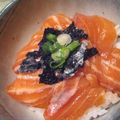 yfa's cooksnap of when they made ✿まぐろとサーモンの❀胡麻✿漬け丼.