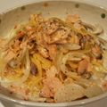 まにゅ。。。。。。。's cooksnap of when they made 絶品☆鮭とキノコの濃厚クリームパスタ.