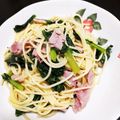 うさぽんぽん♪'s cooksnap of when they made ポン酢で簡単♪豚肉と小松菜のパスタ☆.