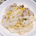 クックZ9R29B☆'s cooksnap of when they made 枝豆とソーセージのクリームフェットチーネ.