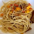 Runrunrunta's cooksnap of when they made 簡単！ウィンナーと玉ねぎのスパゲッティ.