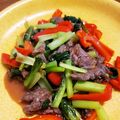 麻's cooksnap of when they made 小松菜と牛肉の炒め物.